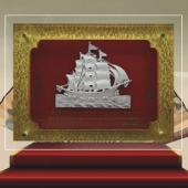 三帆屏風一帆風順純銀擺件